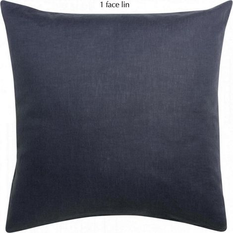 Taie d'oreiller carrée pour lit et chambre à coucher coloris bleu marine 65 x 65 cm - PANGIVO (1/3)