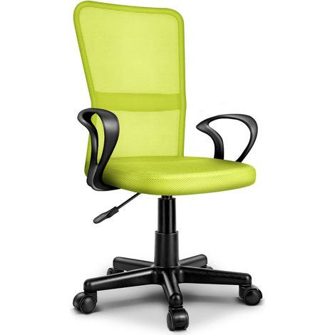 TRESKO Sedia da ufficio verde chiaro, sedia girevole, con braccioli e rotelle scorrevoli in plastica, altezza regolabile in continuo, seduta imbottita, vestibilità ergonomica