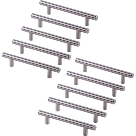 10 Küchengriffe aus Edelstahl in T-Form, 128 mm, Ø 12 mm, inklusive Schrauben (1/5)