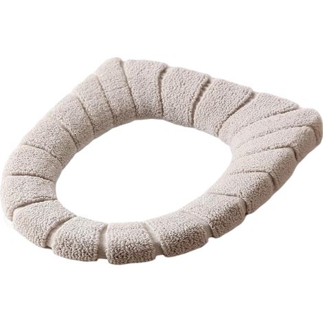 Cómoda funda de asiento de inodoro de terciopelo coral para invierno con tapa integrada.