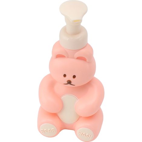 Flacon distributeur vide de savon liquide pour les mains, shampoing et après-shampoing, flacon pompe pour se laver les mains, en forme d'ourson rose, petit format.