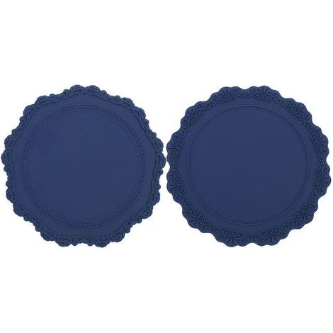 Lot de 2 sets de table imperméables en silicone gaufré-17.00X17.00X0.30CM-Blue (1/4)