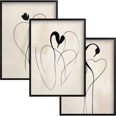 Affiches et photos murales style bohème avec cadre noir et motif cœur abstrait (1/5)