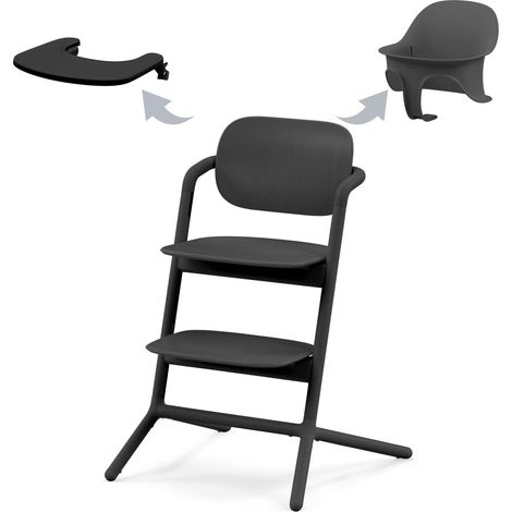 Set Chaise Haute 4en1, évolutive, 0 - 99 ans, Peut être utilisé dès la naissance Inclus Nid de transat, Set pour bébé, Plateau de collation, Réducteur nouveau-né, Appui-tête et Set Adaptateurs : Alum (1/5)