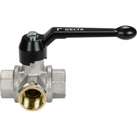 Valvola DELTA a 3 vie con sfera forata a L e leva in alluminio 3/4" 1150R205
