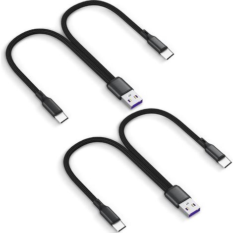 Cavo dati USB-C multifunzione in 2 pezzi (circa 1,2 m), cavo di ricarica Type-C 2 in 1, splitter doppio USB-C, nylon, da USB-A a doppio C (1/4)