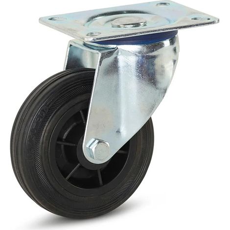 Roulette pivotante - MESO - Caoutchouc - Platine - 100mm - 100kg