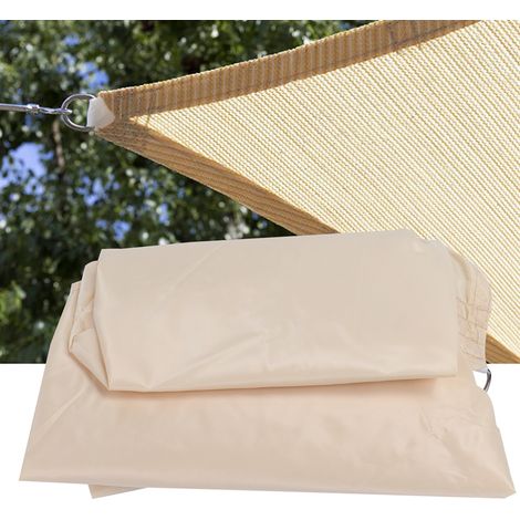 Voile d'ombrage triangulaire équilatérale, portable et imperméable, pour jardin extérieur, beige d'été, 5 x 5 x 5 m (1/5)