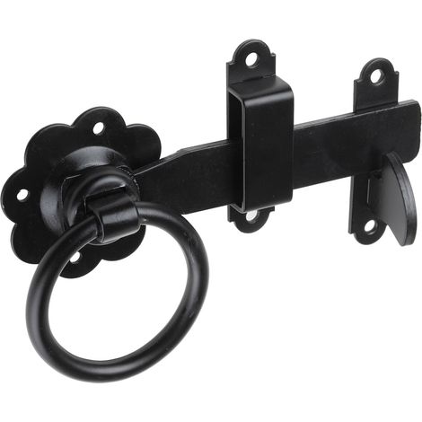 Rs Pro – Verrou à deux entrées en acier – Loquet circulaire noir – Pour portes intérieures et extérieures – Résistant aux intempéries