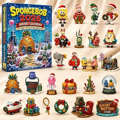 Havsglas Tomte Calendrier de l'Avent 2026 – Liten Tomte Julnedräkning Bob l'éponge SquarePants (1/5)