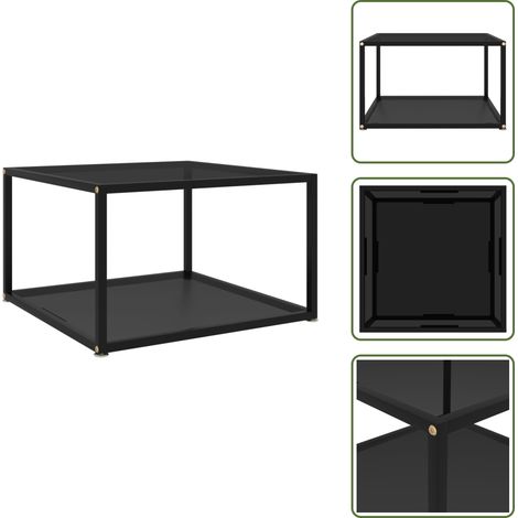 Table basse Noir 60x60x35 cm Verre trempé - Table Basse - Meuble Salon - Table D'appoint - Table Contemporaine - Table En Verre Trempé (1/5)