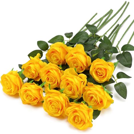 Rosas artificiales negras - Paquete de 10 rosas artificiales con tallo, ideales para la decoración del hogar, bodas, hoteles y oficinas.
