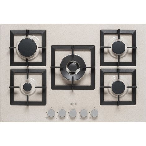 Elleci – Plaque de cuisson gaz 75 cm – 5 brûleurs – Encastrable – Commande en haut à l'avant – Pour cuisines modernes (1/2)