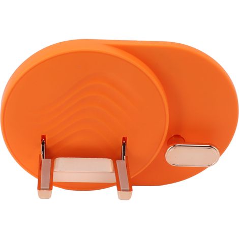 Support mural pour sèche-cheveux, gain de place, sans perçage, rangement des câbles, pour salle de bain, orange. (1/5)