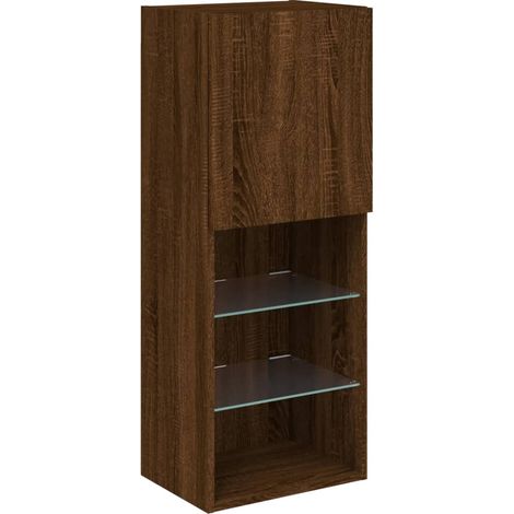 Porta TV multimediale scaffale per televisione televisore buffet sala da pranzo soggiorno camera da letto con luci a LED rovere 40,5 x 30 x 102 cm marrone 020026692