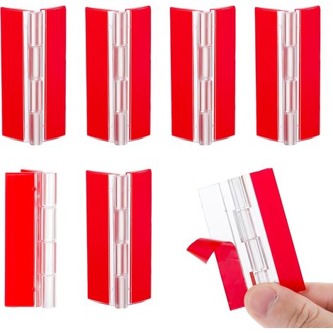 6er-Set transparente Acryl-Klappscharniere – Kleine, transparente Kunststoffscharniere – Klappscharnierwerkzeug – Selbstklebende Klavierscharniere – Für Schränke, Schubladen, Möbel (1/5)