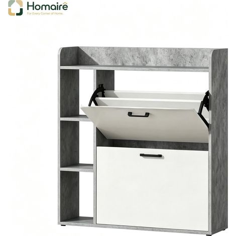 Schuhschrank aus grauem Holzpartikelholz 83 x 24 x 90,5 cm HOMAIRE (1/5)