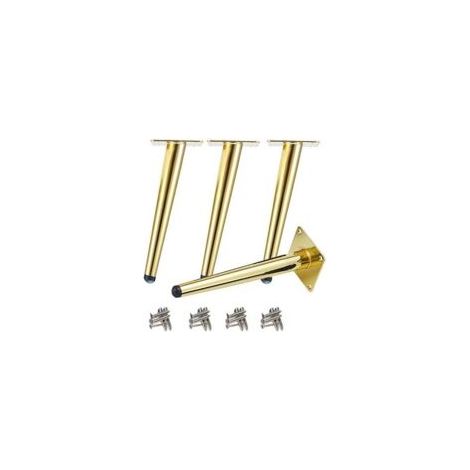 Trimec – Pieds de meuble obliques en métal doré – Lot de 4 – Acier inoxydable 201 – Hauteur 25 cm – Base antidérapante pour canapés et tables
