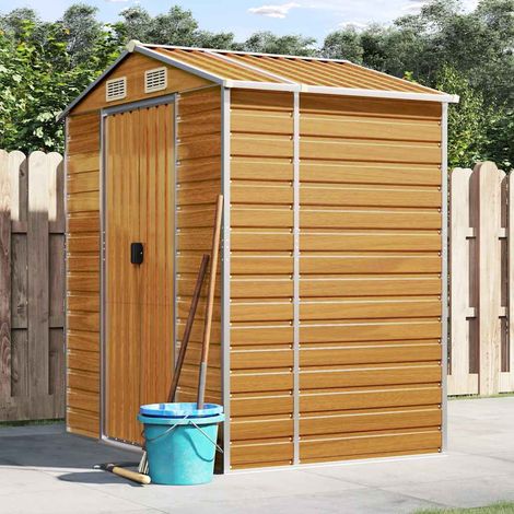 Abri de jardin-Remise Cabane pour outils marron clair 191x130x198 cm acier galvanisé (1/5)