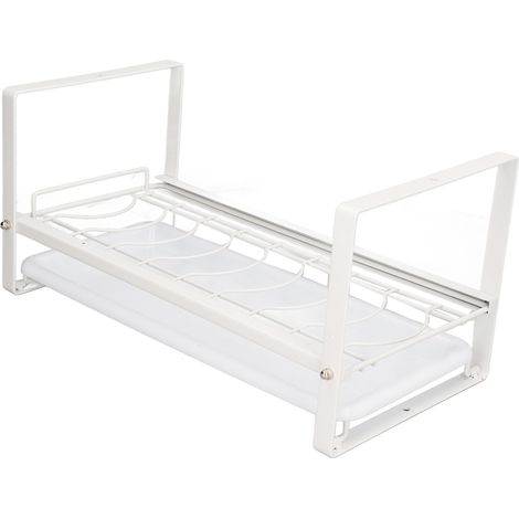 Étagère de Rangement pour Cuisine, Support Vaisselle Égouttoir Antidérapant et Inoxydable pour Armoire et Placard, Blanc