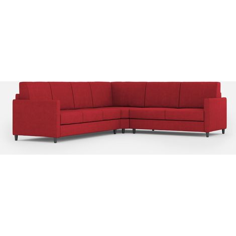 Divano Angolare 6 Posti 281x241x85 cm Karay in Tessuto Rosso (1/5)