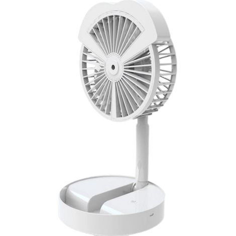 Mini-Elektroventilator mit 3 Windstufen, bürstenlosem Motor, Sprühfunktion, USB-Ladeanschluss, Weiß (1/5)
