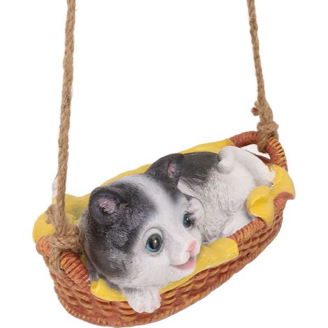 Figurine chat blanc noir – décoration maison – statue animal jolie design pour chambre