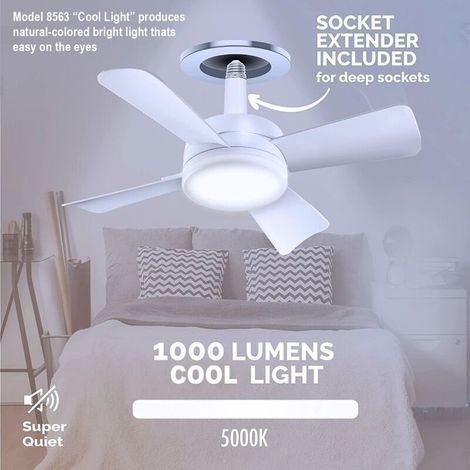 Deckenventilator mit Licht und Fernbedienung, Timer, E27/E26-Fassung, dimmbare LED-Ventilatorlampe 1000 lm, für Schlafzimmer, Badezimmer, Flur (1/5)