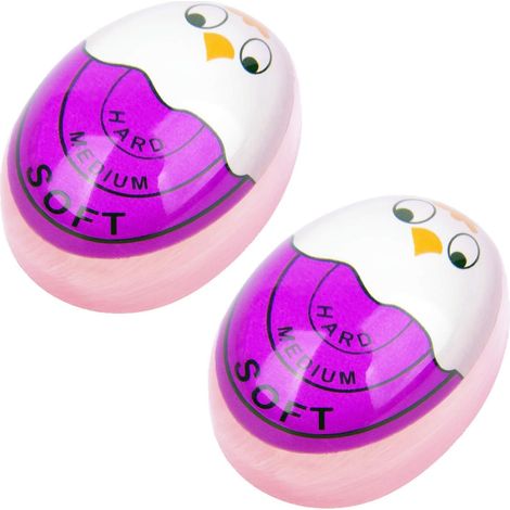 Lot de 2 minuteurs à œufs violets, avec indicateur de cuisson sensible à changement de couleur pour œufs durs/mollets, gadget de cuisine visuel pour une alerte de cuisson optimale, sans piles, facile