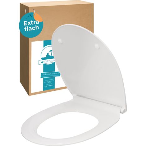 Calmwaters® Flacher WC-Sitz mit Absenkautomatik, Slim, antibakterieller Duroplast Toilettensitz, Edelstahl-Scharniere, Abnehmbar, extraflacher WC-Deckel, Standard O-Form, 26LP3163 (1/5)