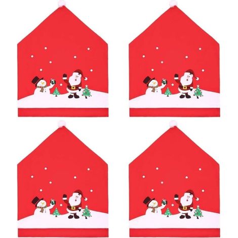 Weihnachtliche Stuhlhussen, 4 Stück, Stuhldekoration für Weihnachtsfeier und Abendessen, Weihnachtsdekorationen