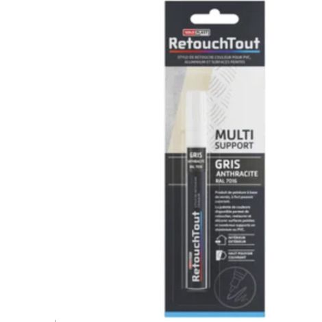 Soloplast – Stylo retouche couleur gris anthracite 10ml – Pour surfaces peintes, PVC et aluminium – Camoufle éclats et imperfections