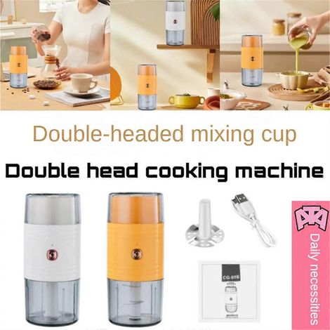 Mini robot culinaire double tête, hachoir électrique blanc -- (1/5)
