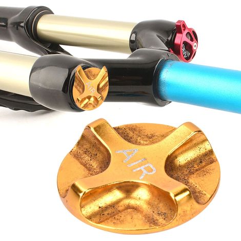 Capuchon de Valve Antidérapant pour Fourche de Suspension Vélo en Aluminium - Accessoire Cycliste Jaune (1/5)