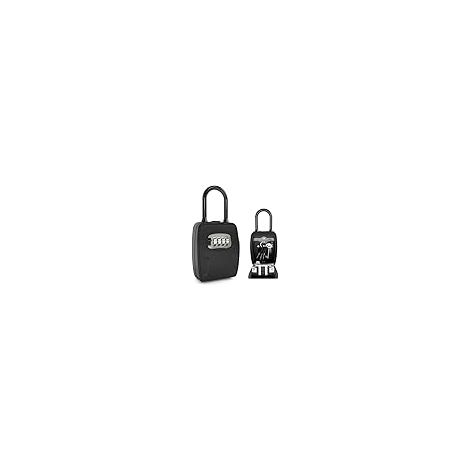 Wall-Mounted Key Box with Handle, Wall-Mounted Key Box with 4-Digit Combination Lock, Weatherproof, for Keys and Cards, Black (1/5)
