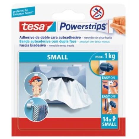 Confezione blister da 14 piccole strisce adesive. 1kg 58560 tesa powerstrip