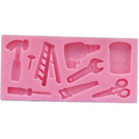 Moules à gâteaux et chocolats en silicone rose avec formes de marteau et de ciseaux - moules de réparation en silicone de 1 pouce (1 pièce) (1/5)