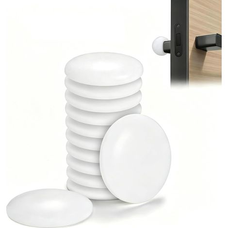 Sollbry Butée de porte, 12 pièces 40mm, Butee de porte au sol, Tampon caoutchouc autocollant pour poignées, mur, Butee de portes meubles, Tampon protection (1/5)