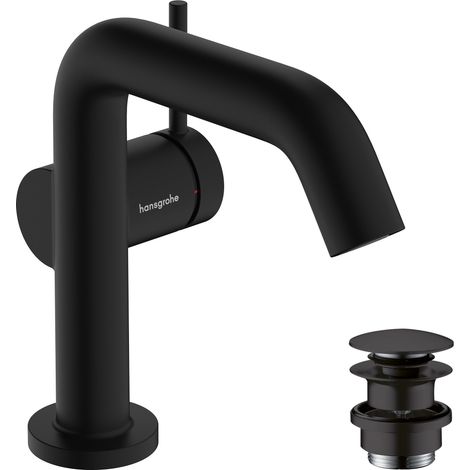 Mitigeur de lavabo avec vidage Push-Open, économie d'énergie (CoolStart), Robinet salle de bain avec hauteur sous bec 110mm, économie d'eau (EcoSmart+), Noir mat, 73320670 (1/5)