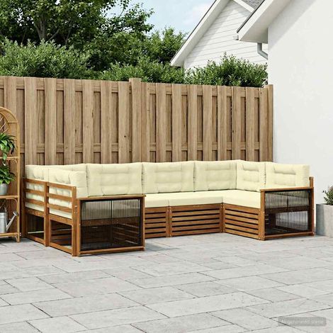 vidaXL Outdoor-Sofagarnitur mit Kissen 6 pcs Natur und Creme (1/5)