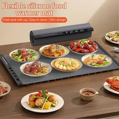 Plateau chauffant électrique, tapis chauffant pliable en silicone pour aliments, 8 niveaux de température réglables. (1/5)