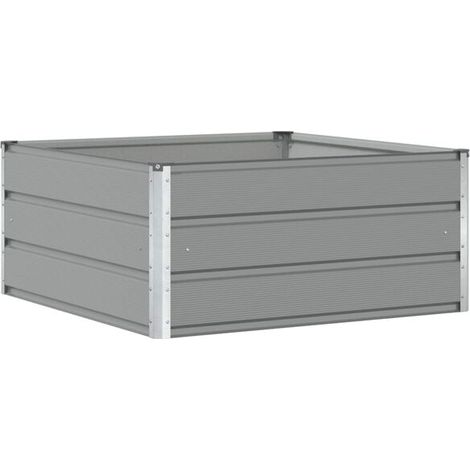 Pot de fleurs gris clair, 100 x 100 x 45 cm, en acier. (1/5)