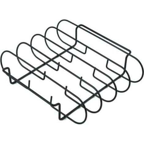 (Noir)Support à Côtes Barbecue,BBQ Rib Rack Support,Support pour Côtes Barbecue Métal,Support de Côtes Griller Fumer,Support de Poulet à Griller,pour Griller Steaks,Côtes Levées,Poulet Grillé (1/4)
