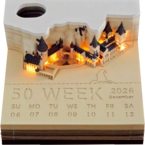 Calendrier 3D 2026 (avec lumières LED) - Calendrier motif château - Décoration de bureau originale et cadeau (1/5)