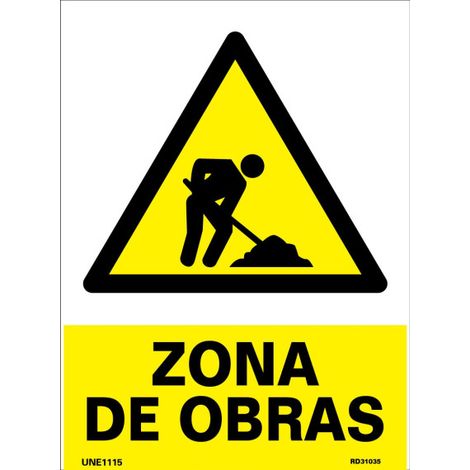 Cartel peligro "zona de obras" (pvc 0.7mm) 30x40cm normaluz (1/2)