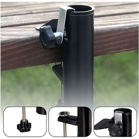 Support Parasol Balcon - Pince Pour Balustrade En Fonte Galvanisée - Compatible Avec Tables Et Parasols Standards - 1 Pièce (1/5)