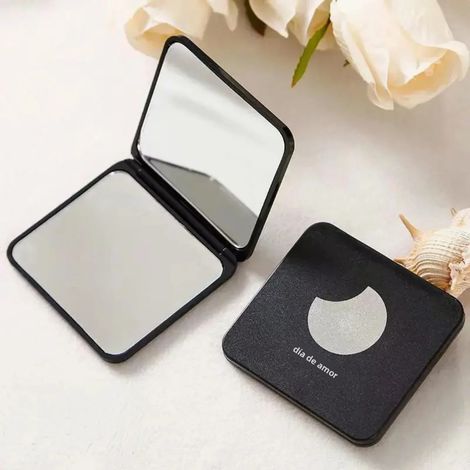 Miroir de maquillage carré double face portable (Black Moon), miroir de maquillage de poche pliable (1/5)