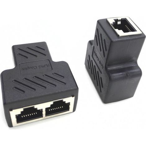 Répéteur de port Ethernet, adaptateur répartiteur RJ45 avec noyau plaqué or, répartiteur réseau double femelle, convient aux modems filaires, noir, plastique. (1/4)