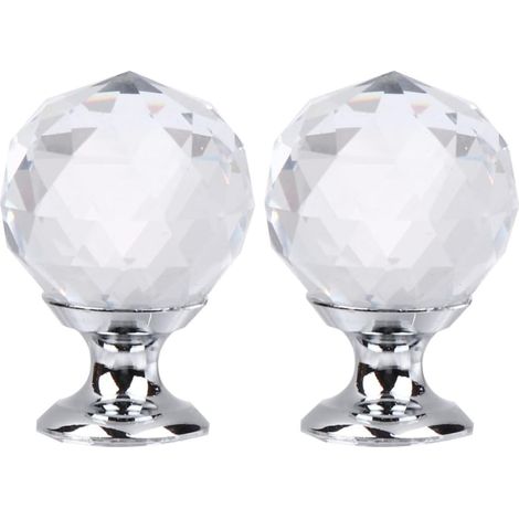 Lot de 10 poignées meubles en cristal, forme sphérique, modernes (1/5)