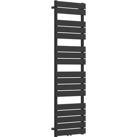 Radiateur sèche-serviettes chauffage salle de bain à lames plates acier 160 x 50 cm noir (1/5)